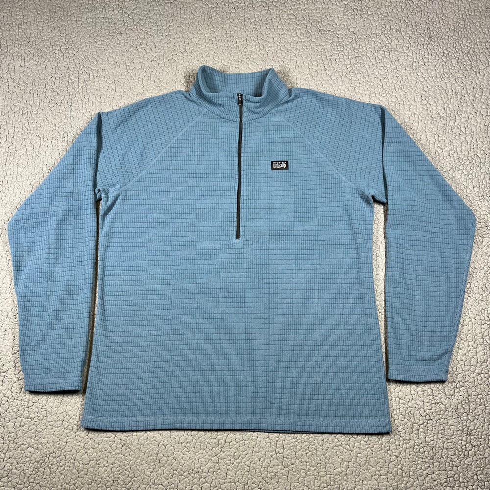 Mountain Hardwear Summit Grid 1/4 Zip Pullover Mens M Waffle Knit Blue
